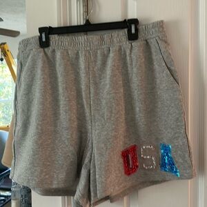 Queen of sparkles gray with pocket USA shorts new without tags